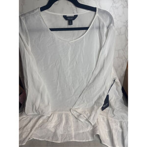 Simply Vera Vera Wang White Sharkbite Blouse XL